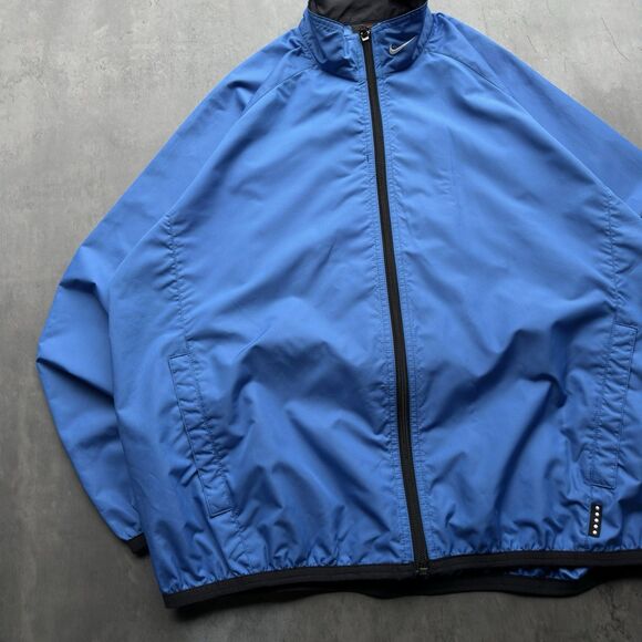 Nike Vintage Blue Full Zip Windbreaker Jacket Men’s M Collar Swoop - Picture 7 of 11